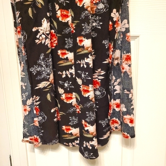WAREHOUSE ONE FLORAL MAXI DRESS OFF THE SHOULDER BLACK MULTICOLOR WOMENS SMALL - Picture 6 of 11